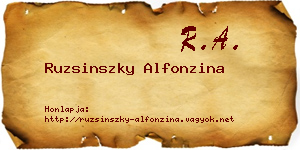 Ruzsinszky Alfonzina névjegykártya